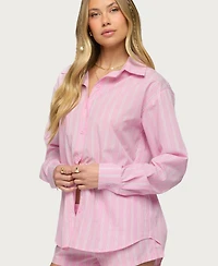 Edikted Women's Carmella Striped Oversized Shirt