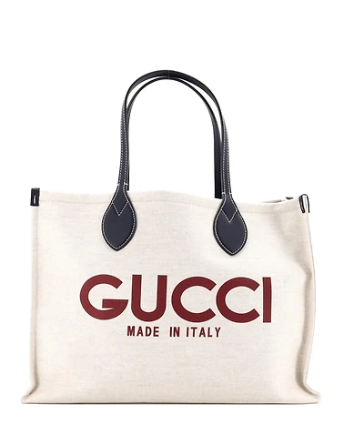 Pre-Owned Gucci Medium Logo Shopper Tote Printed Canvas