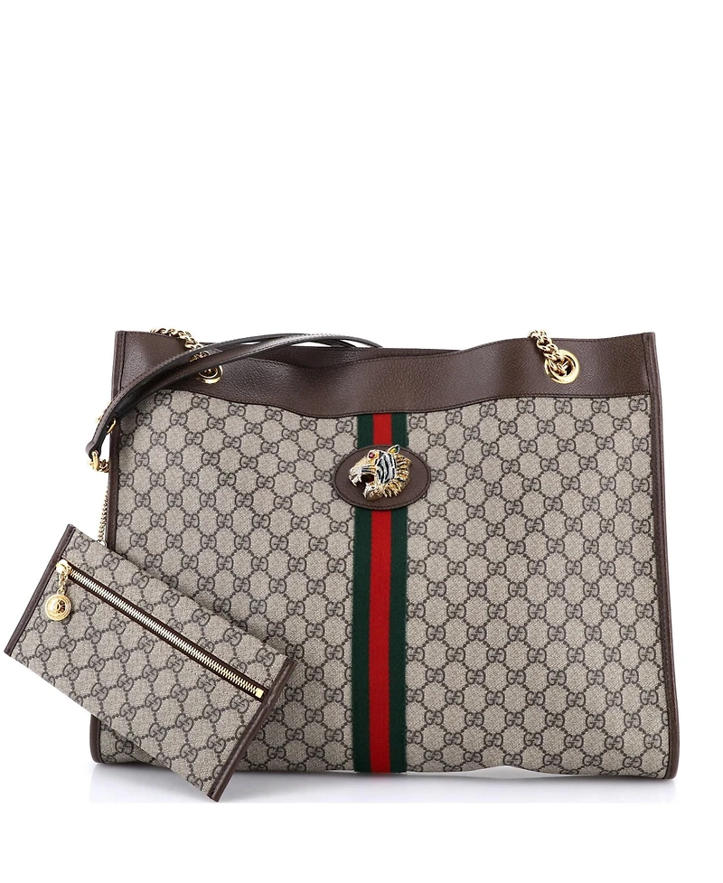 Pre-Owned Gucci Large Rajah Chain Tote Gg Coated Canvas