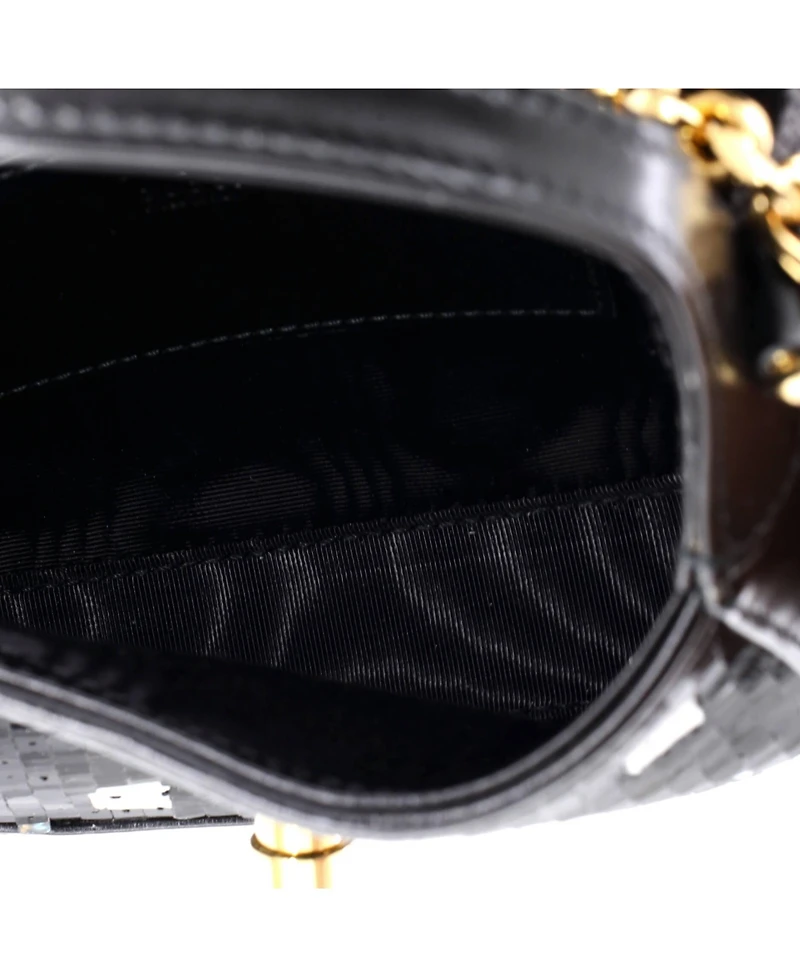 Pre-Owned Gucci Mini Jackie 1961 Chain Hobo Sequin Embellished Satin with Leather