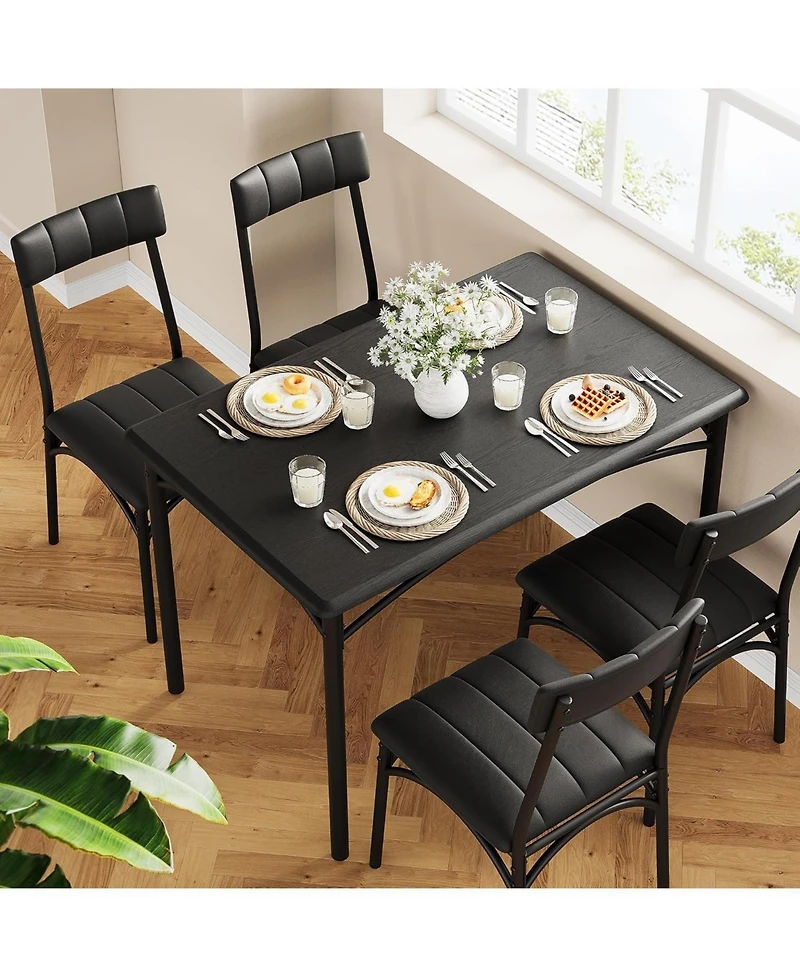 gaomon Kitchen Table and Chairs for 4, Rectangular Dining Set with Upholstered Chairs, Perfect for Small Spaces