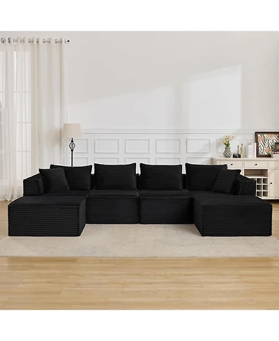 gaomon 137" Modular Sectional Sofa, U-Shaped Cloud Couch with Ottomans