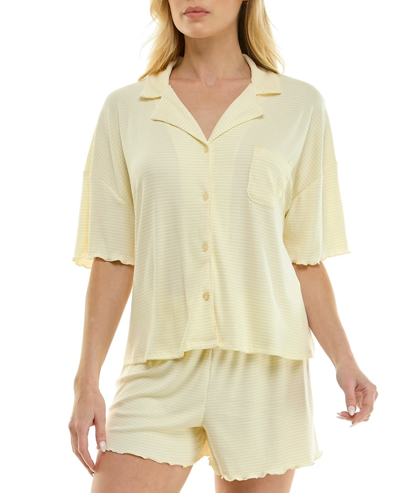 Sincerely Jules Women's Short-Sleeve Top and Elastic Waist Shorts, 2-Piece Set