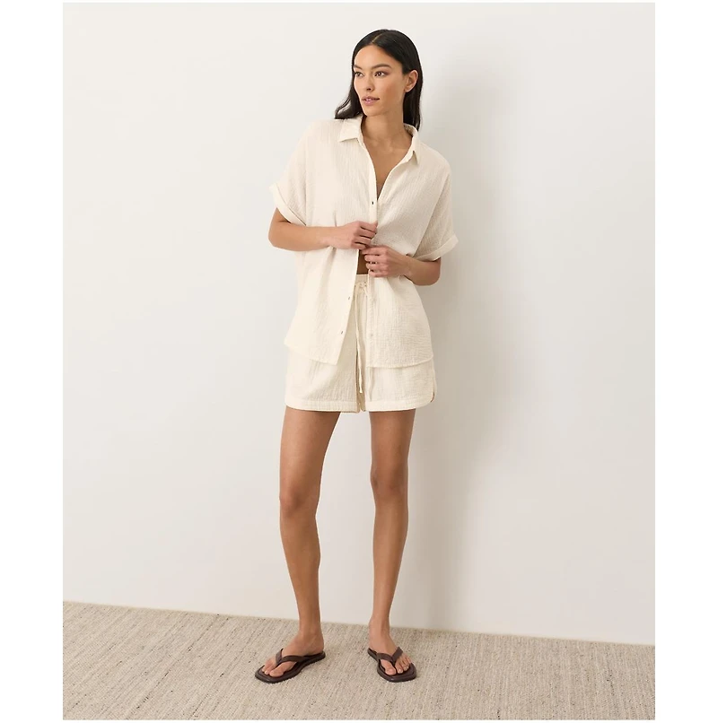 Pact Women's Organic Cotton Coastal Double Gauze Curved Hem Short