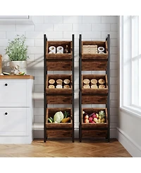 Yigii 3-Tier Basket Stand Wooden Storage shelf Kitchen Bathroom Organizer