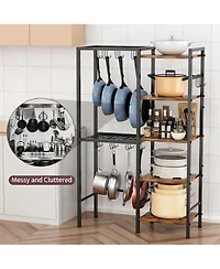 Yigii 5-Tier Pot Pan Organizer shelve with Hooks Heavy-Duty