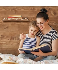 Yigii 3 Snow Mountain Floating Shelves Wood Wall Mounted Rustic Nursery Decor