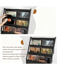 Yigii 3-Tier Display Shelf Holds 200 LPs Movable Organizer Rack Cabinet