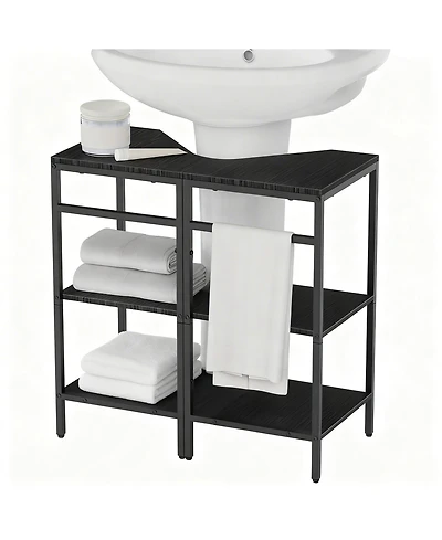 Yigii Under Pedestal Sink Shelf 2 Pack 3-Tier Corner Stand
