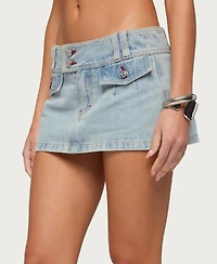 Edikted Womens Rae Denim Mini Skort