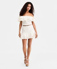 Guess Women's Sade Ruffled Cotton Mini Skirt