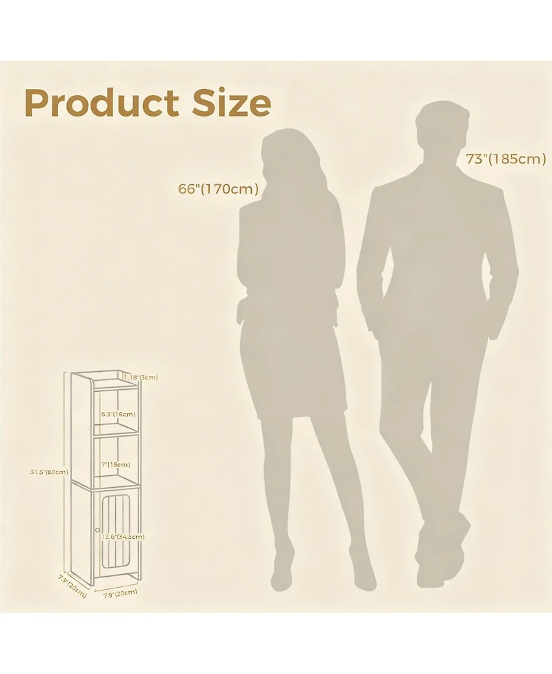 Yigii Bathroom Storage Cabinet Small Narrow With Two Adjustable Shelves