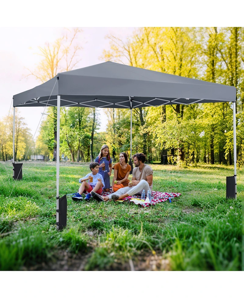 Gymax 10 x Ft Pop up Canopy Tent w/Carrying Bag 4 Sandbags 8 Stakes Wind Ropes