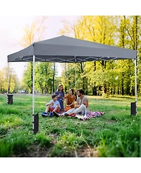 Gymax 10 x Ft Pop up Canopy Tent w/Carrying Bag 4 Sandbags 8 Stakes Wind Ropes