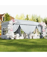 Gymax 10 X 20 Ft Pop up Canopy Tent w/ 6 Sidewalls Wheeled Bag Sandbags Stakes