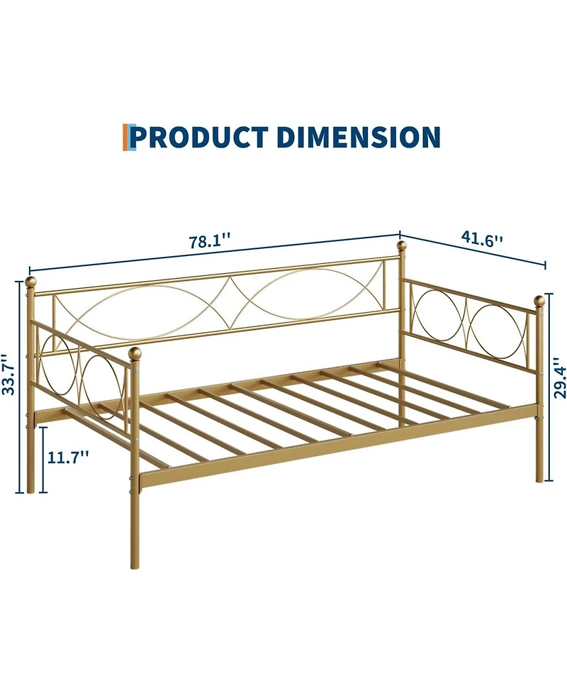 gaomon Twin Daybed with Trundle, Metal and Trundle Set, Day Bed Sofa Frame Steel Slat Support, Multifunctional