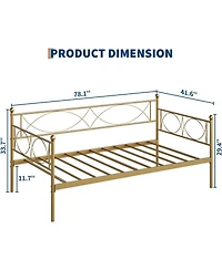 gaomon Twin Daybed with Trundle, Metal and Trundle Set, Day Bed Sofa Frame Steel Slat Support, Multifunctional