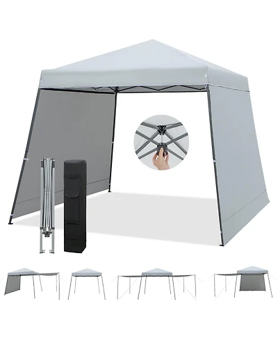 Gymax Patio 10 x 10FT Instant Pop-up Canopy Folding Tent w/ Sidewalls and Awnings Outdoor