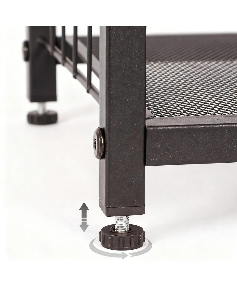 Yigii Shoe Rack 5-Tier Metal Mesh Shelves Wooden Heavy-Duty Storage