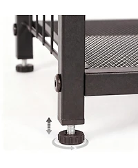 Yigii Shoe Rack 5-Tier Metal Mesh Shelves Wooden Heavy-Duty Storage