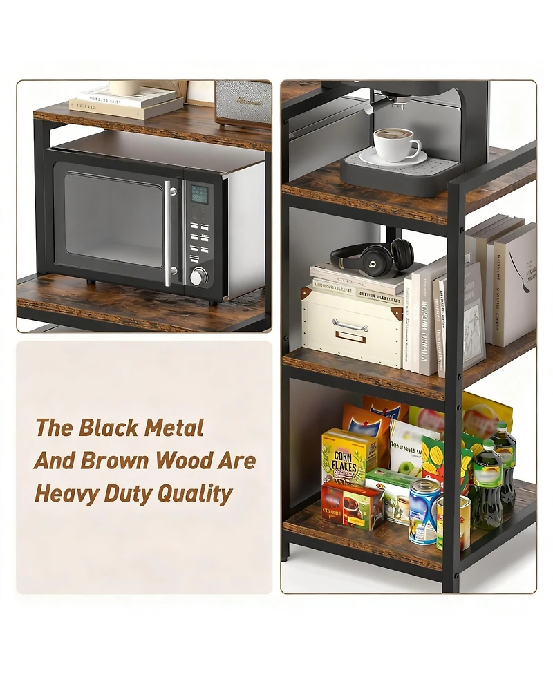 Yigii Mini Fridge Stand Microwave Cabinet 3-Tier Wood Storage Rack Dorm Kitchen