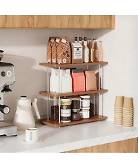 Yigii 3-Tier Adjustable Wood Iron Vanity Storage Shelf Kitchen