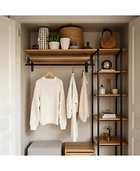 Yigii Closet Rod Bracket Shelf With Hook Wall Mounted 6 Pack