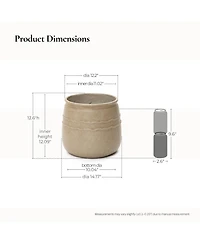 LuxenHome 14" Dia Rustic Brown Large Plant Pot with Drainage, Farmhouse Round Flower Pot Planter for Indoor and Outdoor Plants