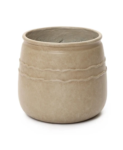 LuxenHome 14" Dia Rustic Brown Large Plant Pot with Drainage, Farmhouse Round Flower Pot Planter for Indoor and Outdoor Plants