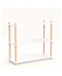 Yigii Wooden Shelf Bookcase Modern Open Storage Rack Free Standing Display Stand