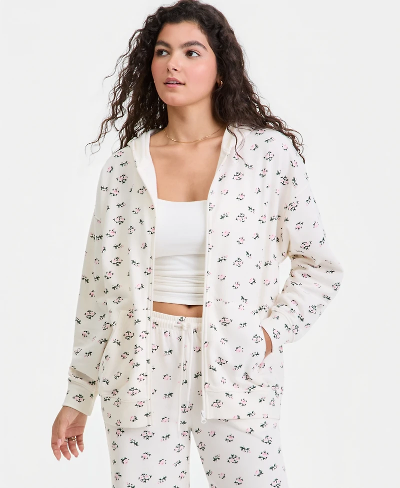 Rebel Veil Juniors' Full-Zip Printed Hoodie