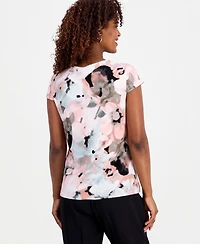 Kasper Women's Blurred Floral Cowlneck Top