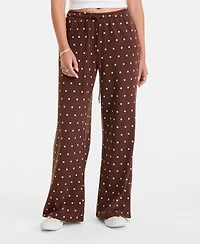 Rebel Veil Juniors' Printed Wide-Leg Drawstring Sweatpants