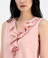 Kasper Women's Ruffled V-Neck Sleeveless Top, Regular & Petite