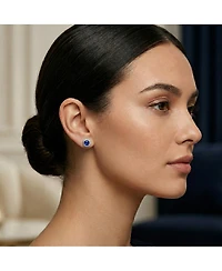 Sterling Silver Cubic Zirconia Vintage Cushion Cluster Halo Stud Earrings