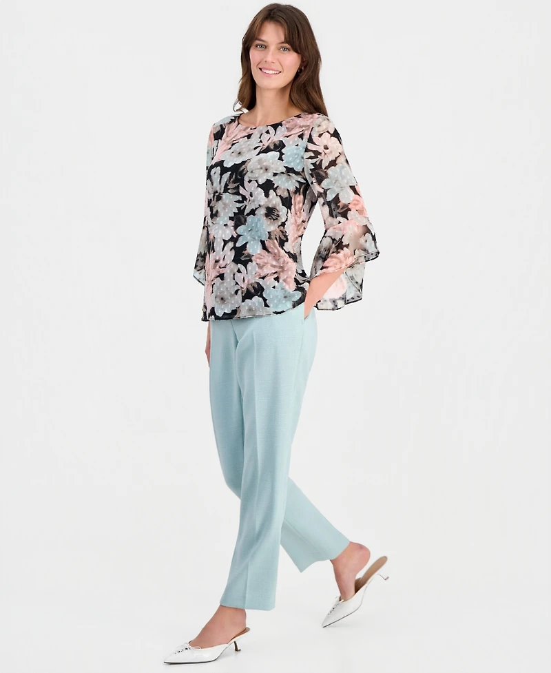 Kasper Women's Floral Clip-Dot 3/4-Sleeve Top