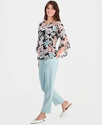 Kasper Women's Floral Clip-Dot 3/4-Sleeve Top