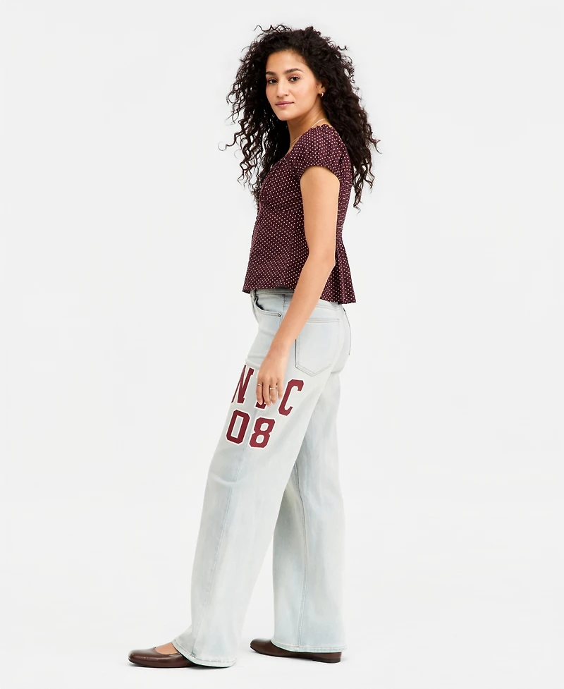 Madden Girl Juniors' Ultra '90s Wide-Leg Varsity Jeans