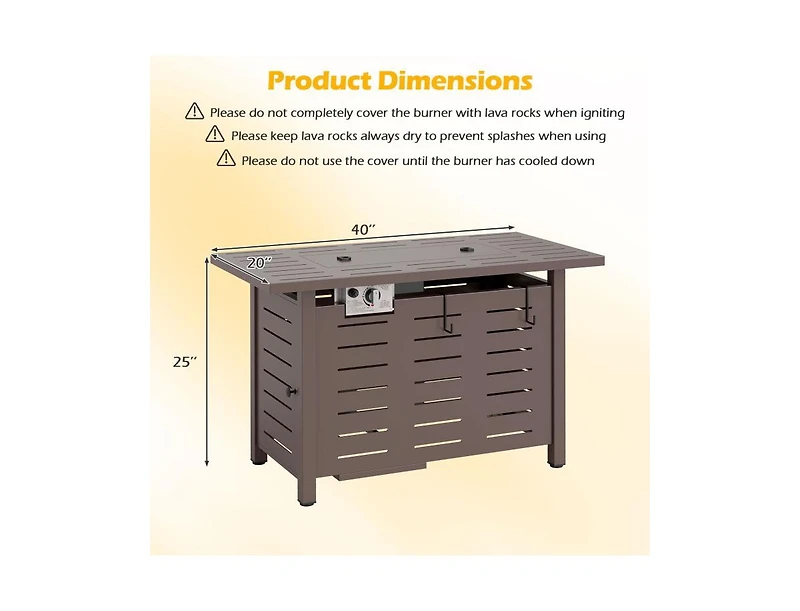 Slickblue 40 Inch Outdoor Propane Fire Pit Table with Lava Rocks