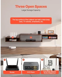Gouun Floating Tv Stand with Power Outlets and Storage