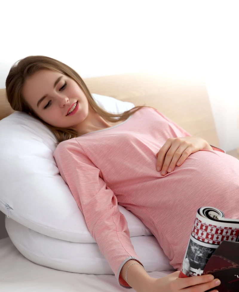 Cheer Collection Hypoallergenic Down Alternative Total Body J Shaped Pregnancy Pillow