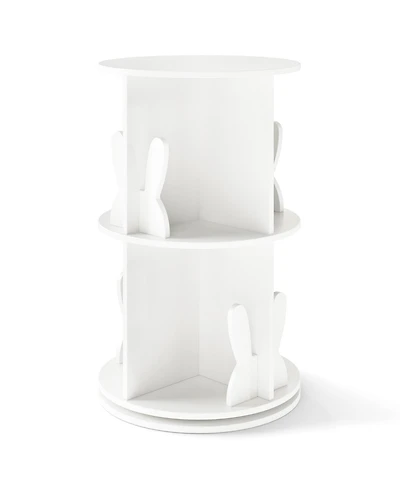 Slickblue 2 Tier Rotating Kids Bookshelf with Bunny Storage Baffles