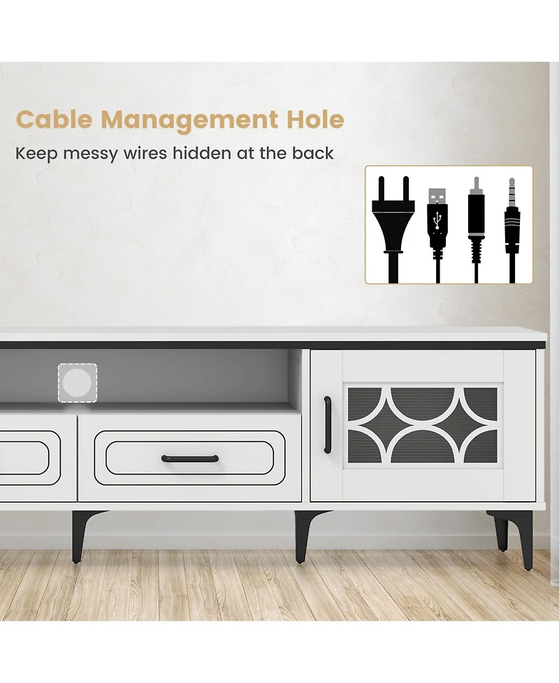 Sugift Farmhouse Tv Stand for TVs with 2 Drawers