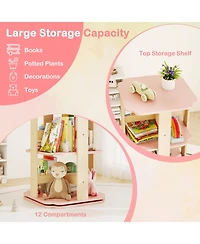 Slickblue Freestanding 3 Tier Toddler Book Rack with 12 Compartments