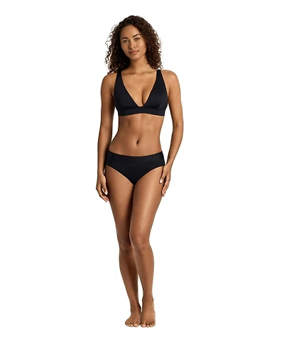 Lauren Ralph Women's Solid Black Banded Tall V-Neck Bralette Swimsuit Top