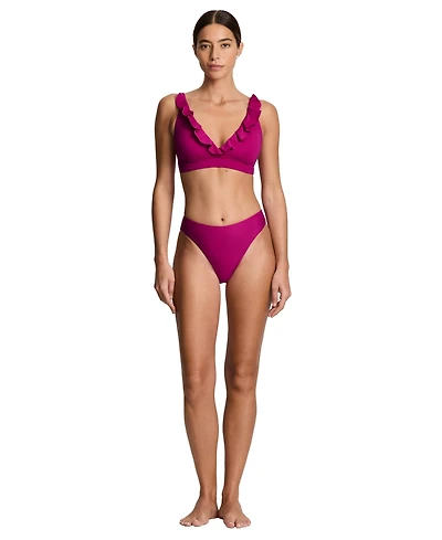 Lauren Ralph Women's Plumeria Ruffle Underwire Bralette Swimsuit Top