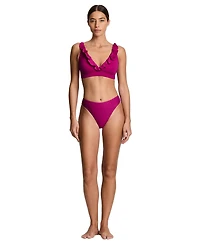 Lauren Ralph Women's Plumeria Ruffle Underwire Bralette Swimsuit Top