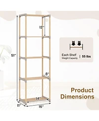 Slickblue 5 Tier Open Bookshelf Storage for Home Office and Bathroom