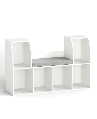 Slickblue 40 Inch Kids Bookshelf with Reading Nook and 6 Open Cubes