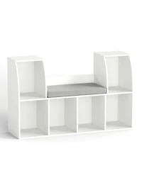 Slickblue 40 Inch Kids Bookshelf with Reading Nook and 6 Open Cubes